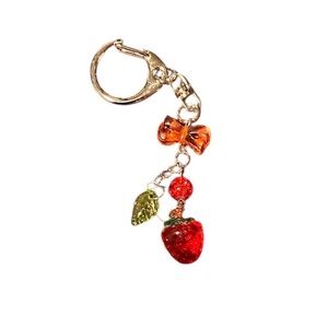 Strawberry Charm Keychain with Bow